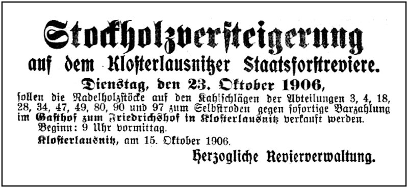 1906-10-23 Kl Stockholzversteigerung